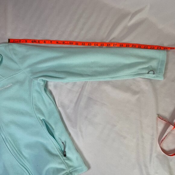 Columbia Teddy Full Zip Fleece Jacket Size M Aqua Mint Blue Green - Picture 7 of 8
